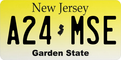 NJ license plate A24MSE