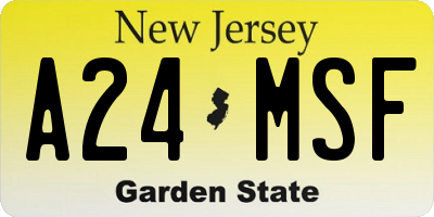 NJ license plate A24MSF