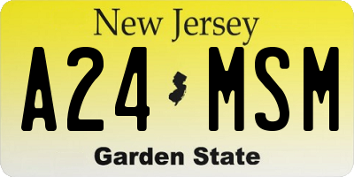 NJ license plate A24MSM