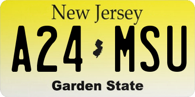 NJ license plate A24MSU
