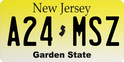 NJ license plate A24MSZ