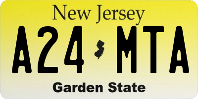 NJ license plate A24MTA
