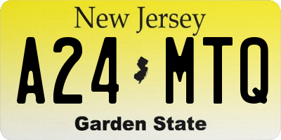NJ license plate A24MTQ