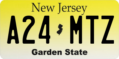 NJ license plate A24MTZ
