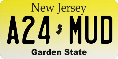 NJ license plate A24MUD