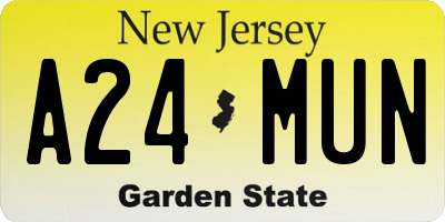 NJ license plate A24MUN