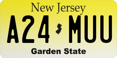 NJ license plate A24MUU