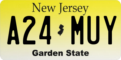 NJ license plate A24MUY