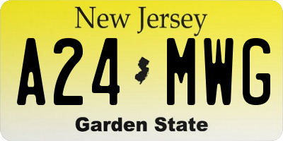 NJ license plate A24MWG