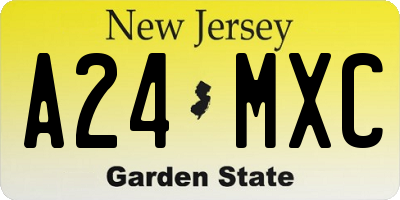 NJ license plate A24MXC