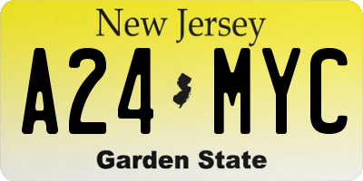 NJ license plate A24MYC