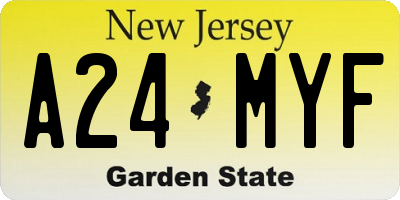 NJ license plate A24MYF