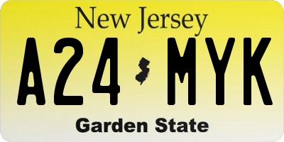 NJ license plate A24MYK