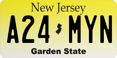NJ license plate A24MYN