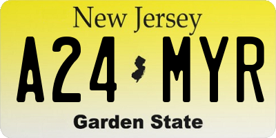 NJ license plate A24MYR
