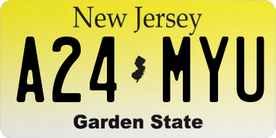 NJ license plate A24MYU
