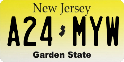 NJ license plate A24MYW