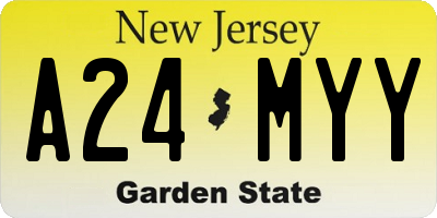 NJ license plate A24MYY