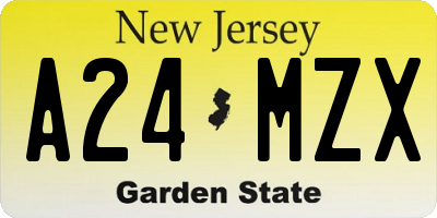 NJ license plate A24MZX