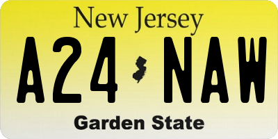 NJ license plate A24NAW
