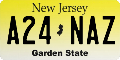 NJ license plate A24NAZ