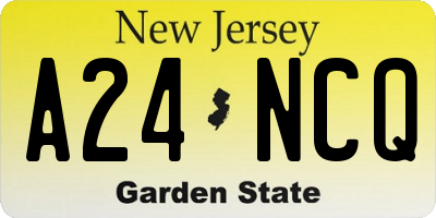 NJ license plate A24NCQ