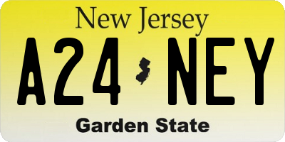 NJ license plate A24NEY