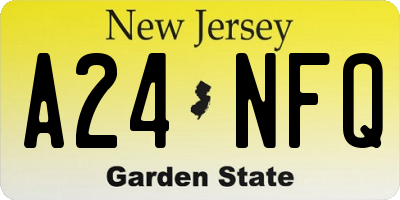 NJ license plate A24NFQ