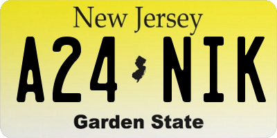NJ license plate A24NIK
