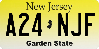 NJ license plate A24NJF
