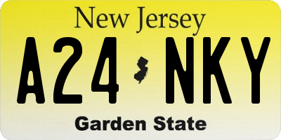 NJ license plate A24NKY