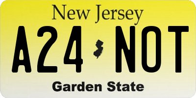 NJ license plate A24NOT
