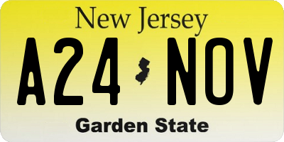 NJ license plate A24NOV