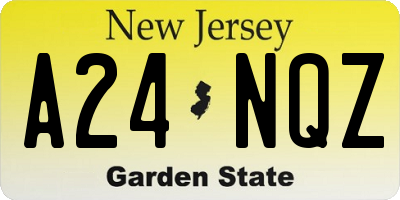 NJ license plate A24NQZ