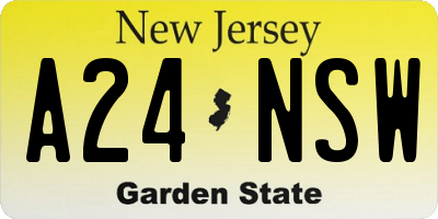 NJ license plate A24NSW