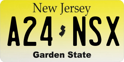 NJ license plate A24NSX