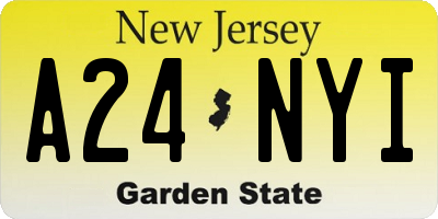 NJ license plate A24NYI