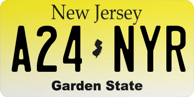 NJ license plate A24NYR