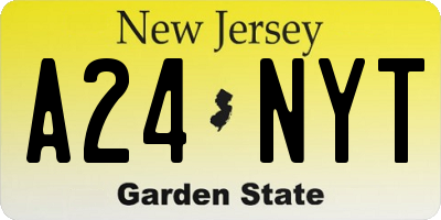 NJ license plate A24NYT