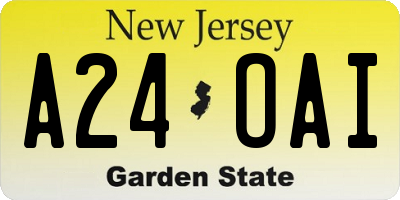 NJ license plate A24OAI