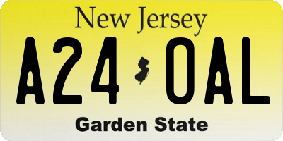 NJ license plate A24OAL
