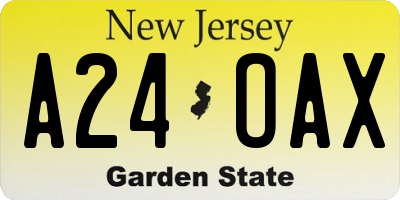 NJ license plate A24OAX
