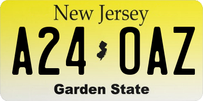 NJ license plate A24OAZ