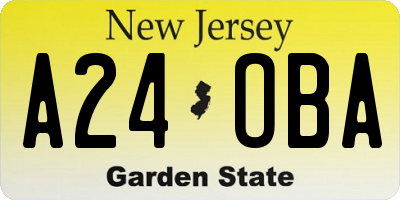 NJ license plate A24OBA