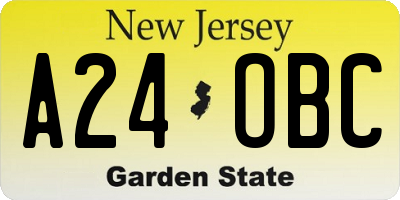 NJ license plate A24OBC