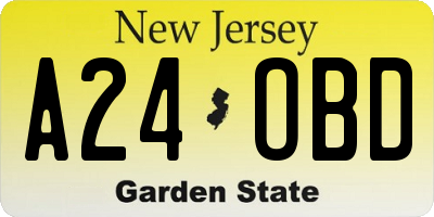 NJ license plate A24OBD