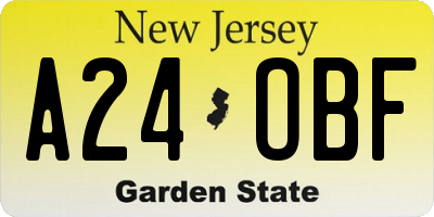 NJ license plate A24OBF