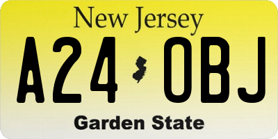 NJ license plate A24OBJ