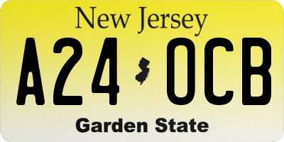 NJ license plate A24OCB