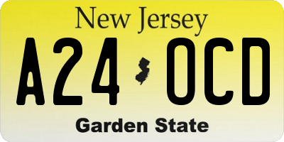 NJ license plate A24OCD